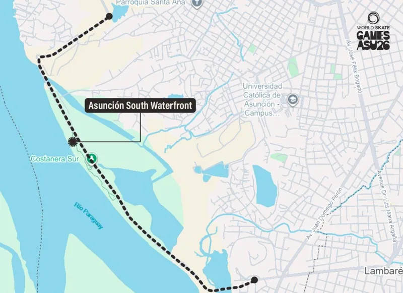Le parcours de l'étape d'Ascuncion du World Skate Marathon Tour 2026