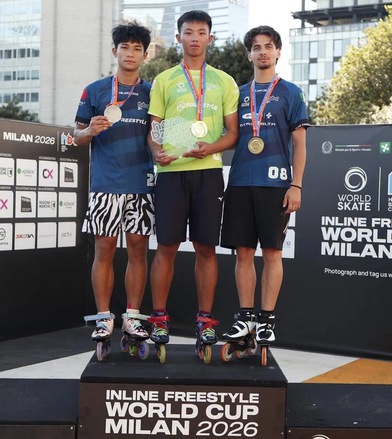 Le podium de slalom vitesse hommes de la HBC 2026