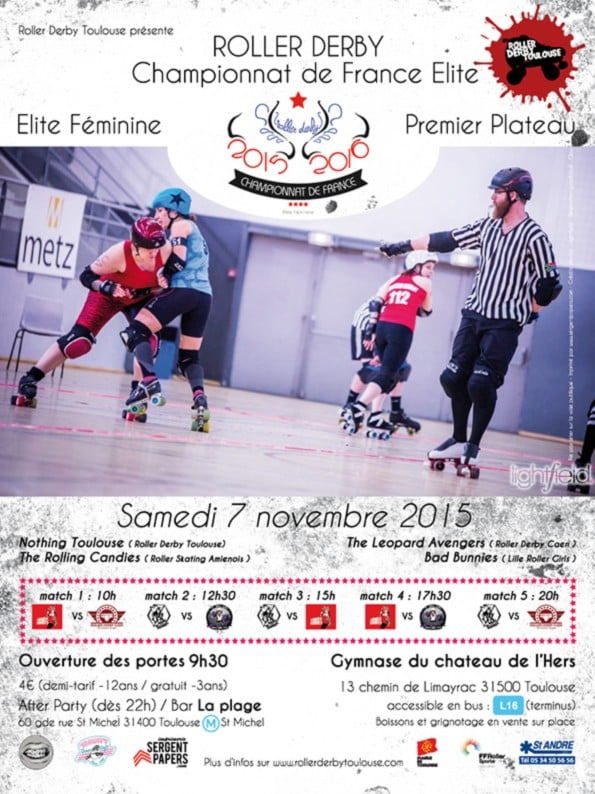 Résultats des matchs du 1er plateau du championnat de France Elite de roller derby dames 2015-2016