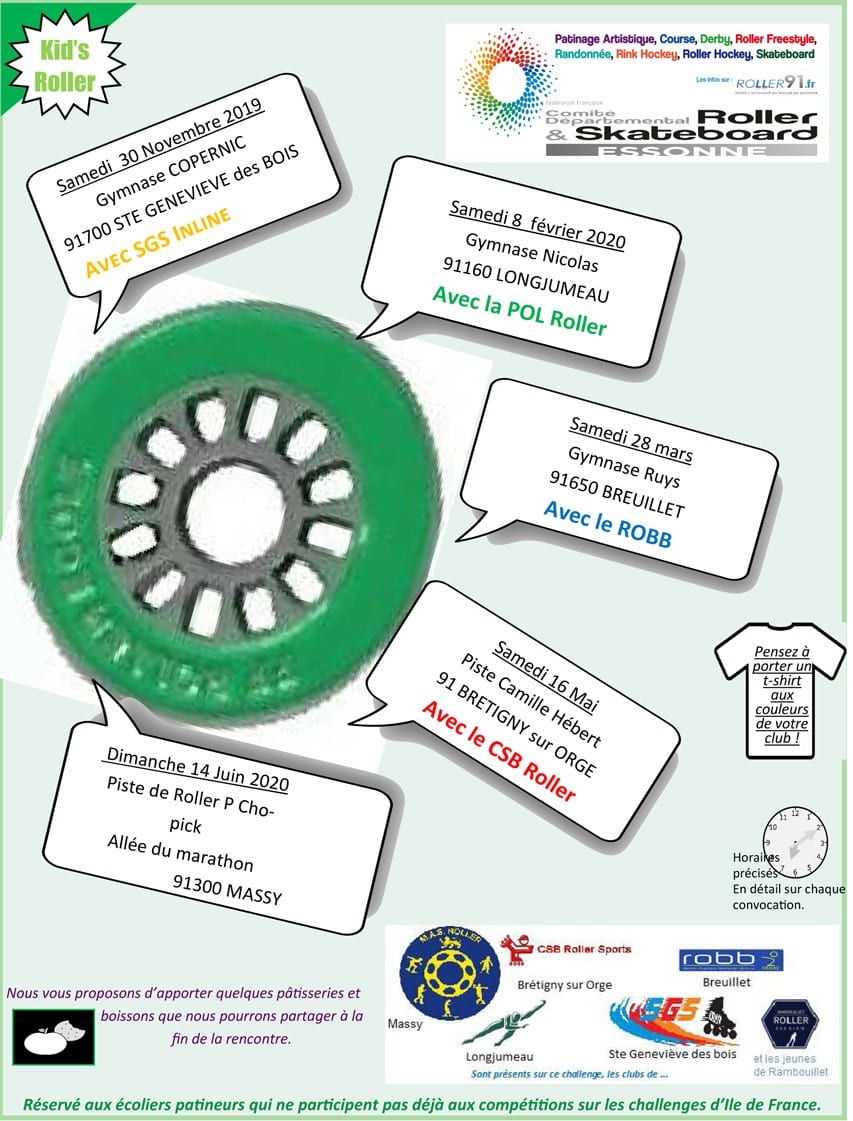 Les dates du Challenge Kid&rsquo;s Roller 2020 de l&rsquo;Essonne (91)
