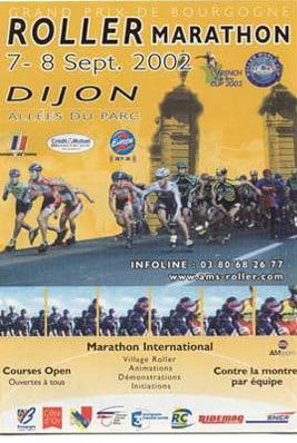 Affiche du marathon roller dijon 2002, étape de la World Inline Cup et de la French Inline Cup 2002