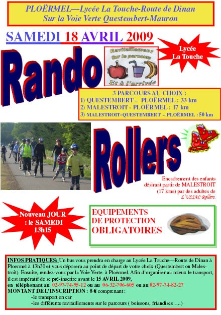 Randonnée roller 2009 sur la Voie Verte Morbihanaise (56)