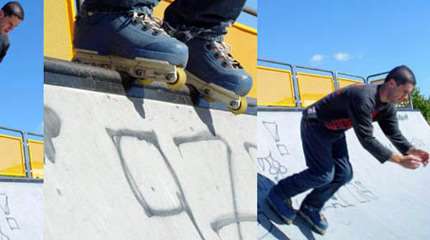 Rampe : descendre debout à roller
