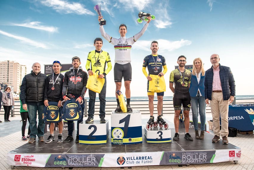 Podium masculin du marathon roller Oropesa del Mar 2019