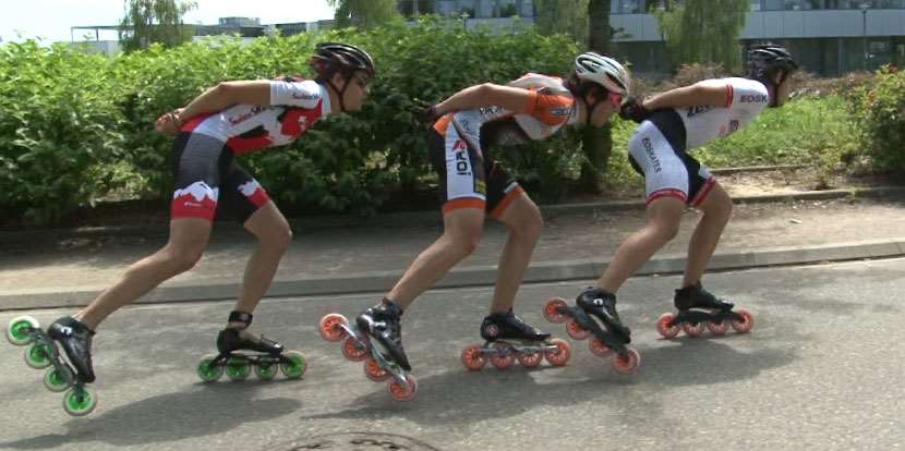 La tête de course masculine à quelques tours de l'arrivée