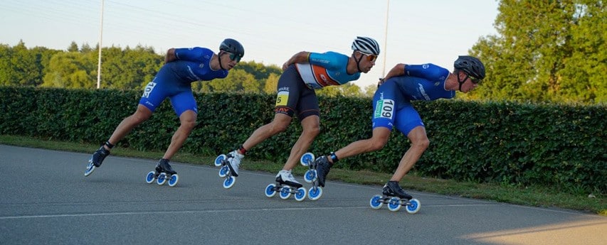 Le trio de tête du marathon roller de Deventer