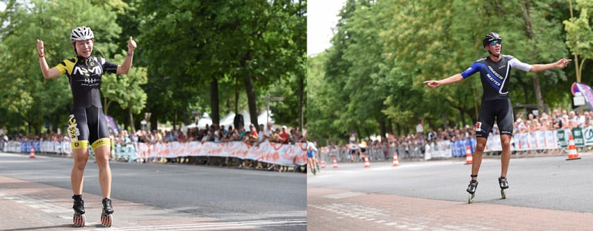 Guo Dan et Bart Swingss, vainqueurs du marathon roller de Dijon 2015