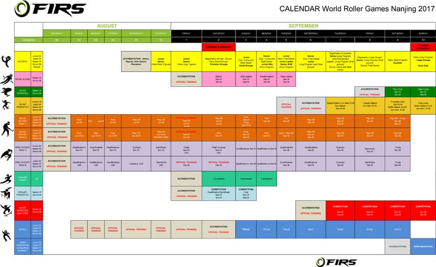 Calendrier Roller Games 2017