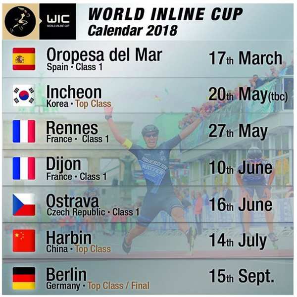 Le calendrier de la World Inline Cup 2018