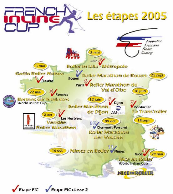 Carte des étapes de la French Inline Cup 2005