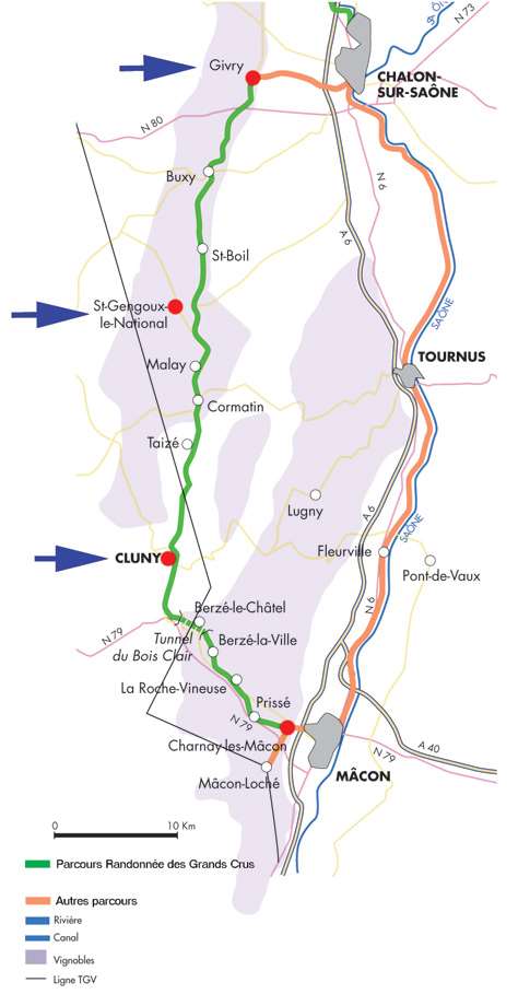 Carte de la randonnée des Grands Crus 2011