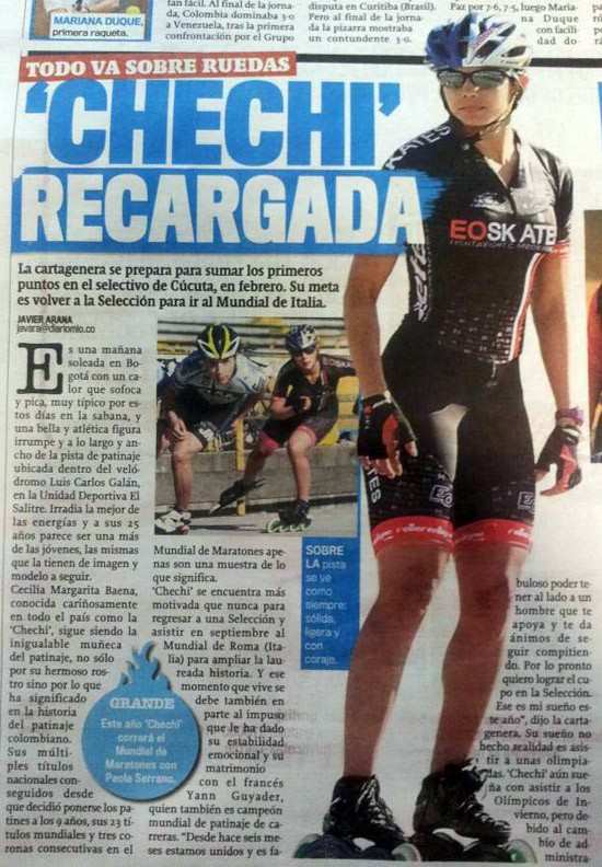 Presse : Cecilia Baena en pleine page en Colombie