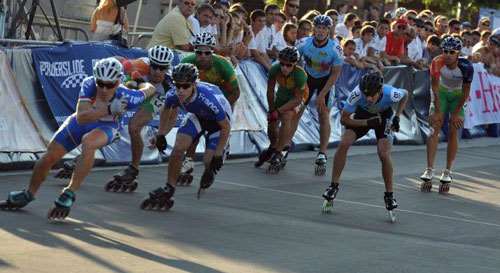 Les seniors à la lutte au championnat d'Europe roller course
