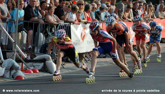 Arrivée de la course à points cadettes