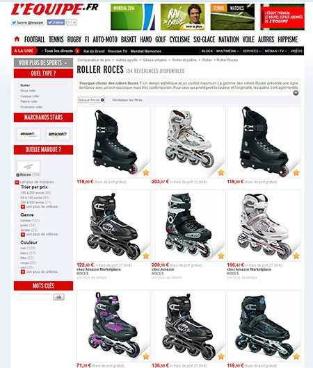 L’équipe.fr lance un comparateur de prix roller