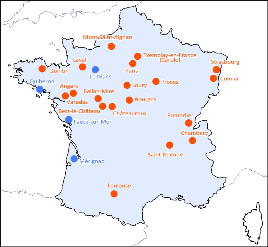 Carte des courses d'endurance roller 2016