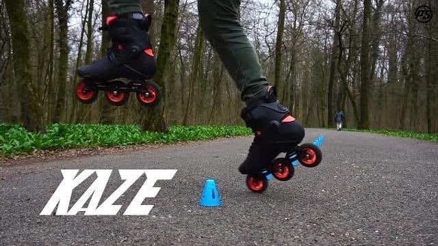Lorenzo Gulandi en démonstration avec les rollers freestyle Powerslide Kaze 90