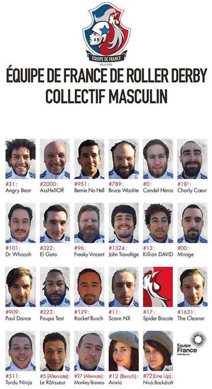 First Team France Roster for the 2016 Men&rsquo;s Roller Derby World Cup