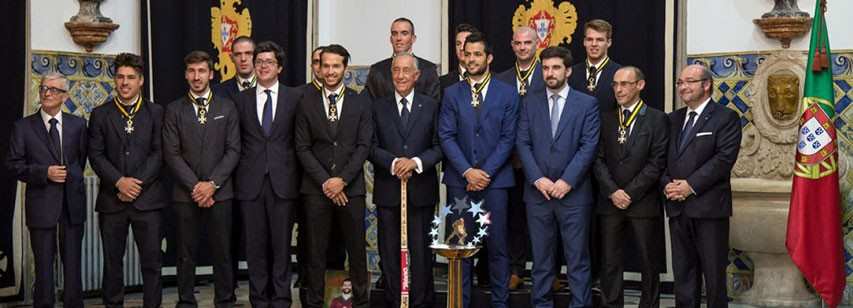 L’équipe Nationale de rink hockey décorée par le président du Portugal