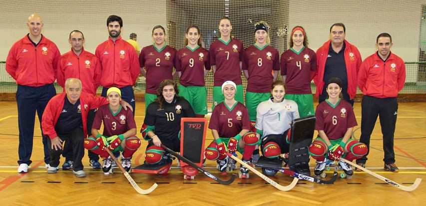 L&rsquo;équipe du Portugal seniors dames de rink hockey 2014