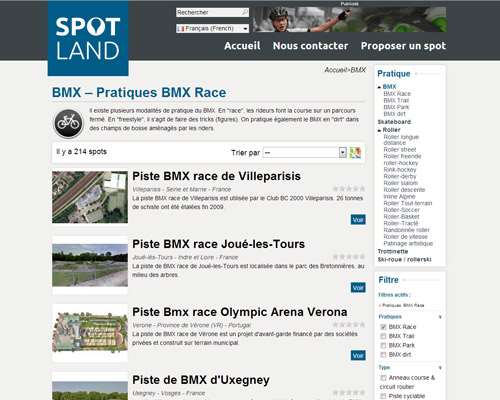 Exemple de recherche de piste de BMX