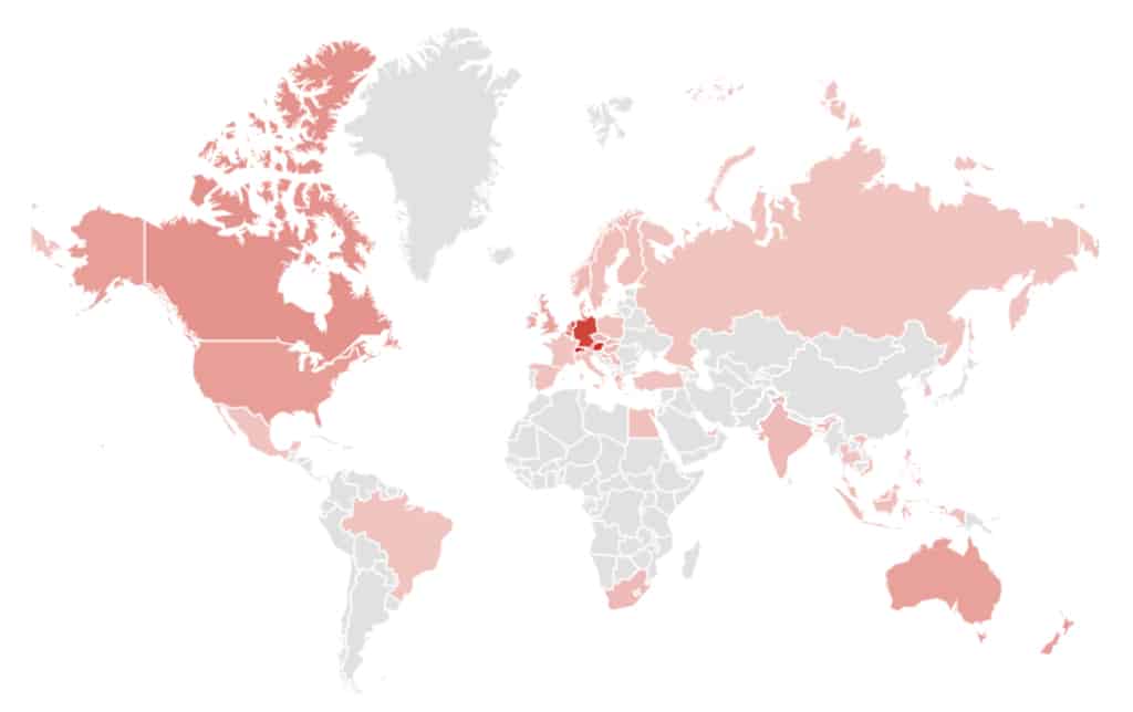 Les recherches sur le roller en ligne à travers le monde selon Google