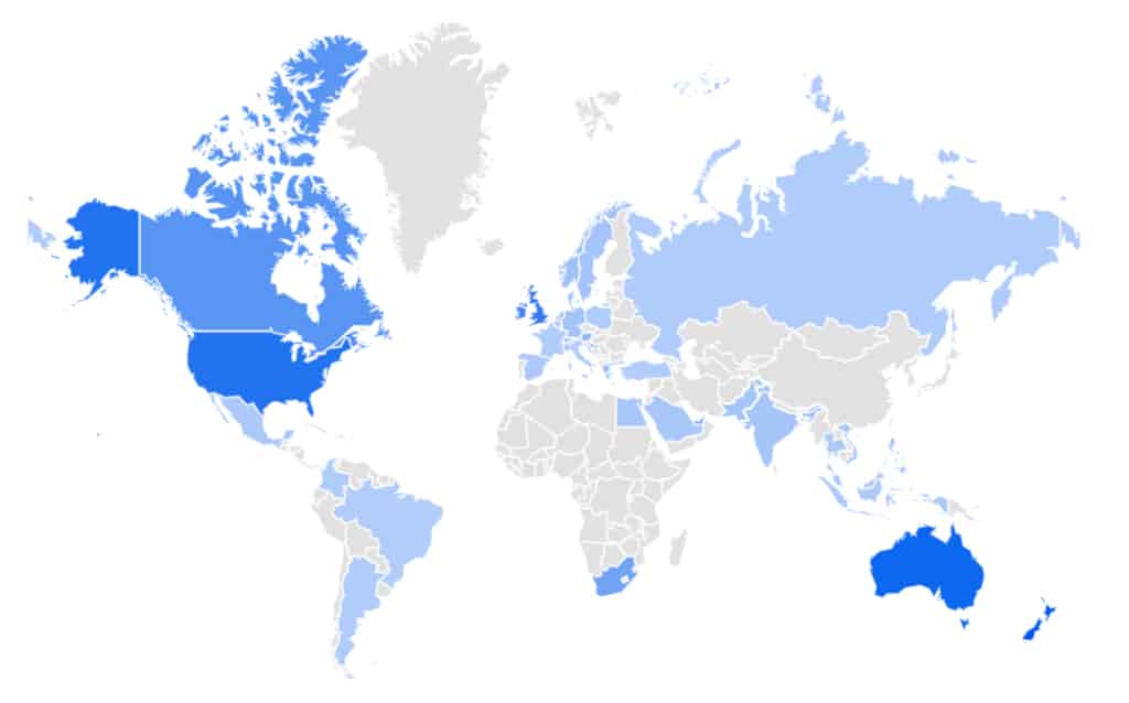 Les recherches sur le roller quad à travers le monde selon Google