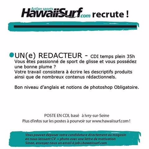 HawaiiSurf recrute un/une rédacteur/rédactrice