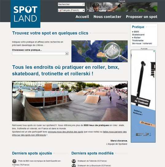 Page d'accueil de spotland.fr