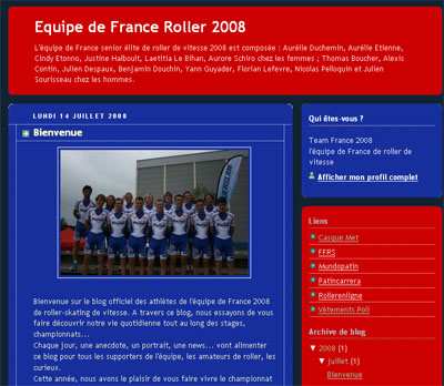 Web : blog de l&rsquo;Equipe de France Roller 2008