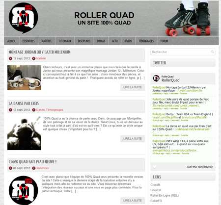 La Nouvelle "Une" de 100% Quad / Roller Quad.net