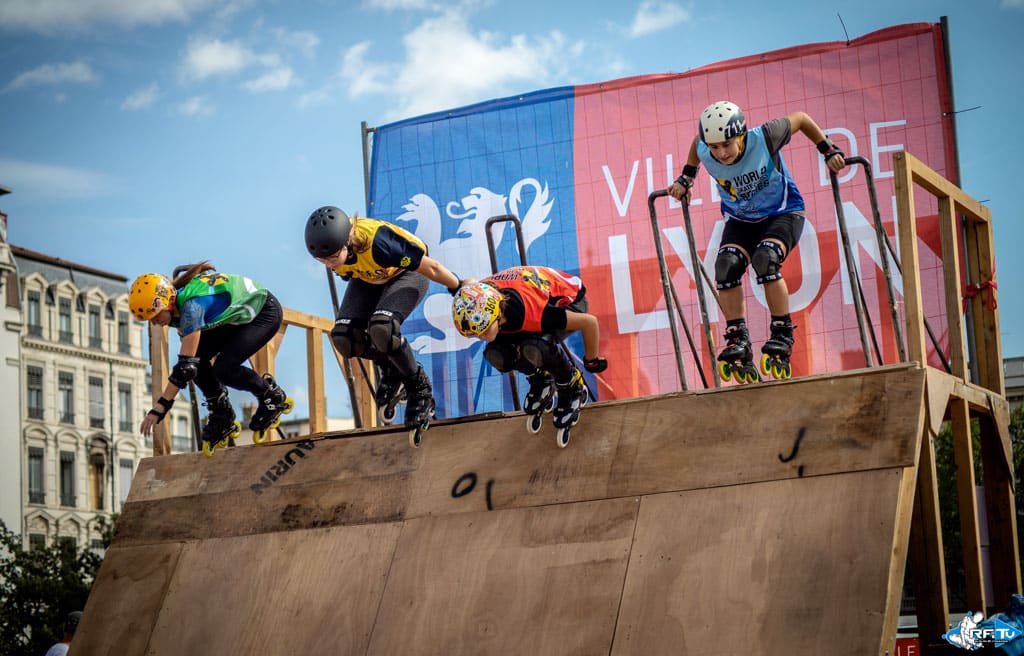Interview de Charline Marilier Départ du skatecross femme au Lugdunum Roller Contest 2019 - photo : RF.TV