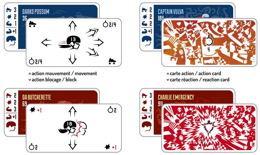 Jeu de carte de simulation de roller-derby