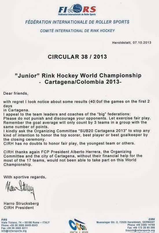 Modération au Championnat du monde rink-hockey U20 2013