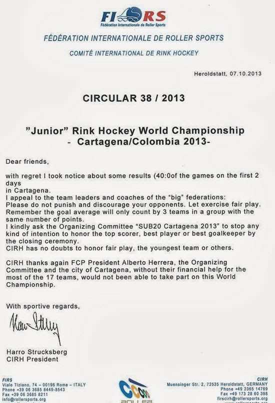 Modération au Championnat du monde rink-hockey U20 2013