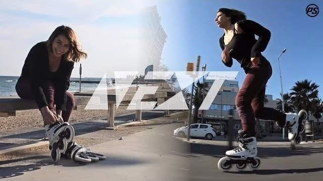 Lisa-Marie Authié en roller freeride Powerslide Next 125 à Barcelone (Espagne)