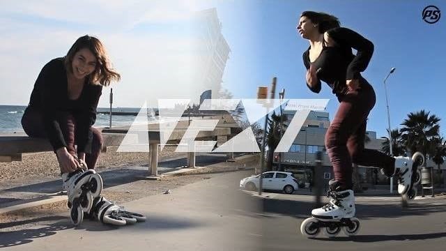 Lisa-Marie Authié en roller freeride Powerslide Next 125 à Barcelone (Espagne)
