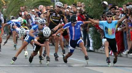 Arrivée du Marathon aux championnats du Monde de roller course 2012 en Italie