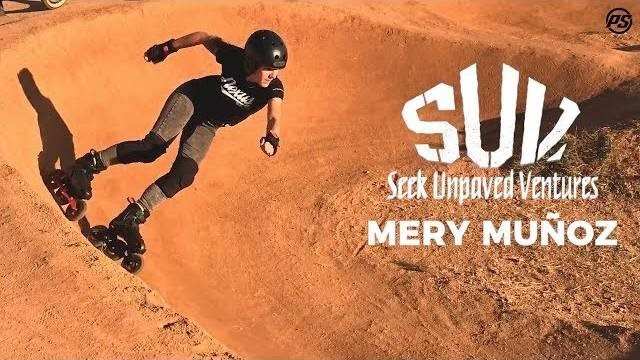 Mery Muñoz en roller tout-terrain sur les hauteurs de Barcelone (Espagne)