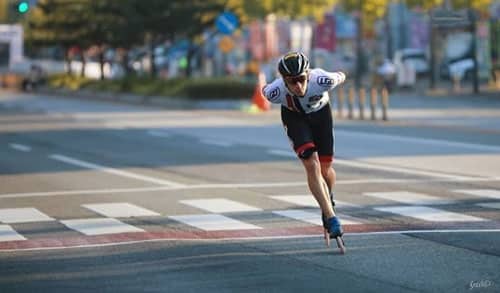 Martin ferrié en échappée au marathon roller de Jeonju 2019