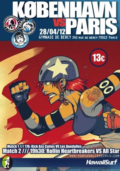 Rencontre de roller derby des Paris Roller Girls contre l&rsquo;équipe de Copenhague 2012 à Paris (75)