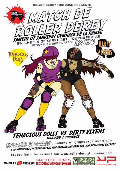 Match de roller derby 2010 entre les Tenacious Dolls et les Dirty Vixens à Toulouse (31)