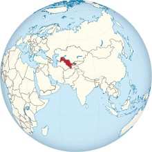 ouzbekistan on the globe