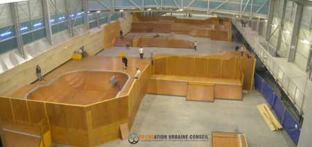 Vue du skatepark de la Halle de Glisse de Lille - Photo : Récréation Urbaine Conseil