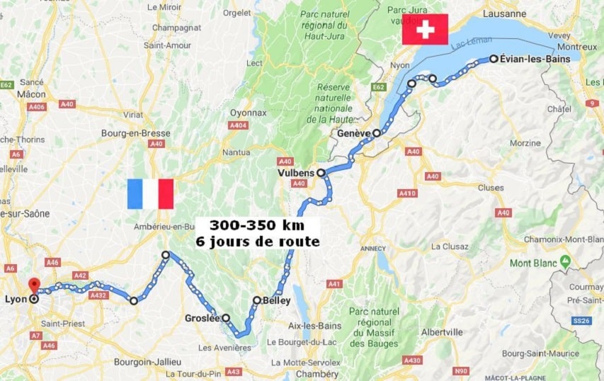 Le parcours du raid Mobile en Ville 2020 d'Evian à Lyon Le parcours du raid Mobile en Ville 2020 d'Evian à Lyon