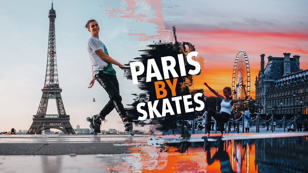 Lorenzo Guslandi et Ilaria slaloment Paris en roller