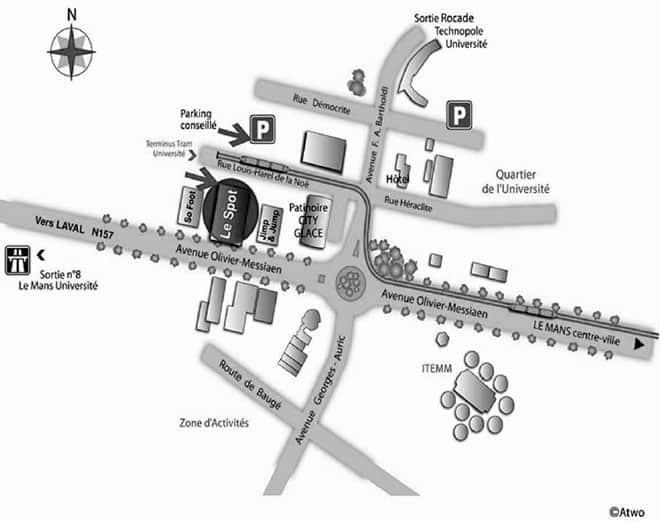 Plan d'accès au skatepark le Spot au Mans Plan d'accès au skatepark le Spot au Mans