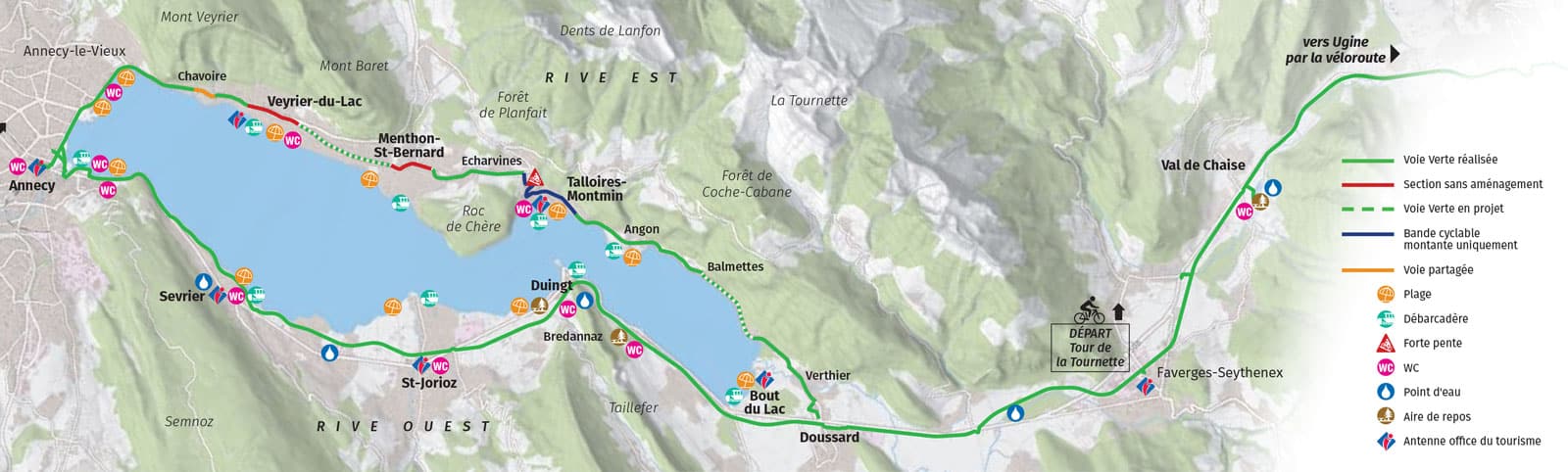 Le plan du tour du lac d'Annecy
