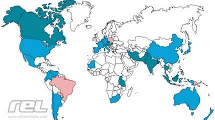 Los países presentes y ausentes del campeonato del mundo de patinaje de velocidad de 2015