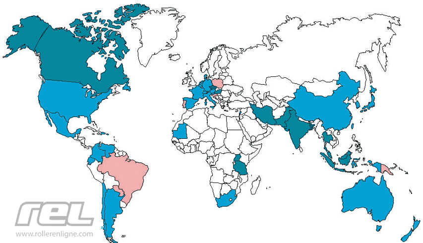 Los países presentes y ausentes del campeonato del mundo de patinaje de velocidad de 2015